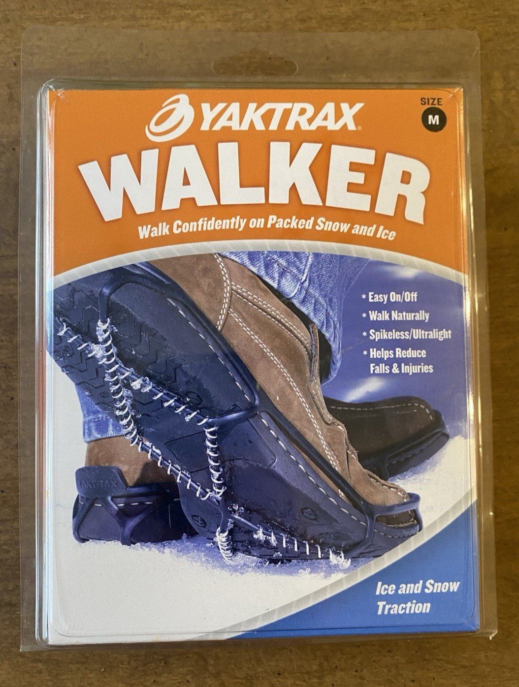 Yaktrax Walk Medium Ice & Snow Traction Coils 1 Pair Fits Sizes 9-11 Orange