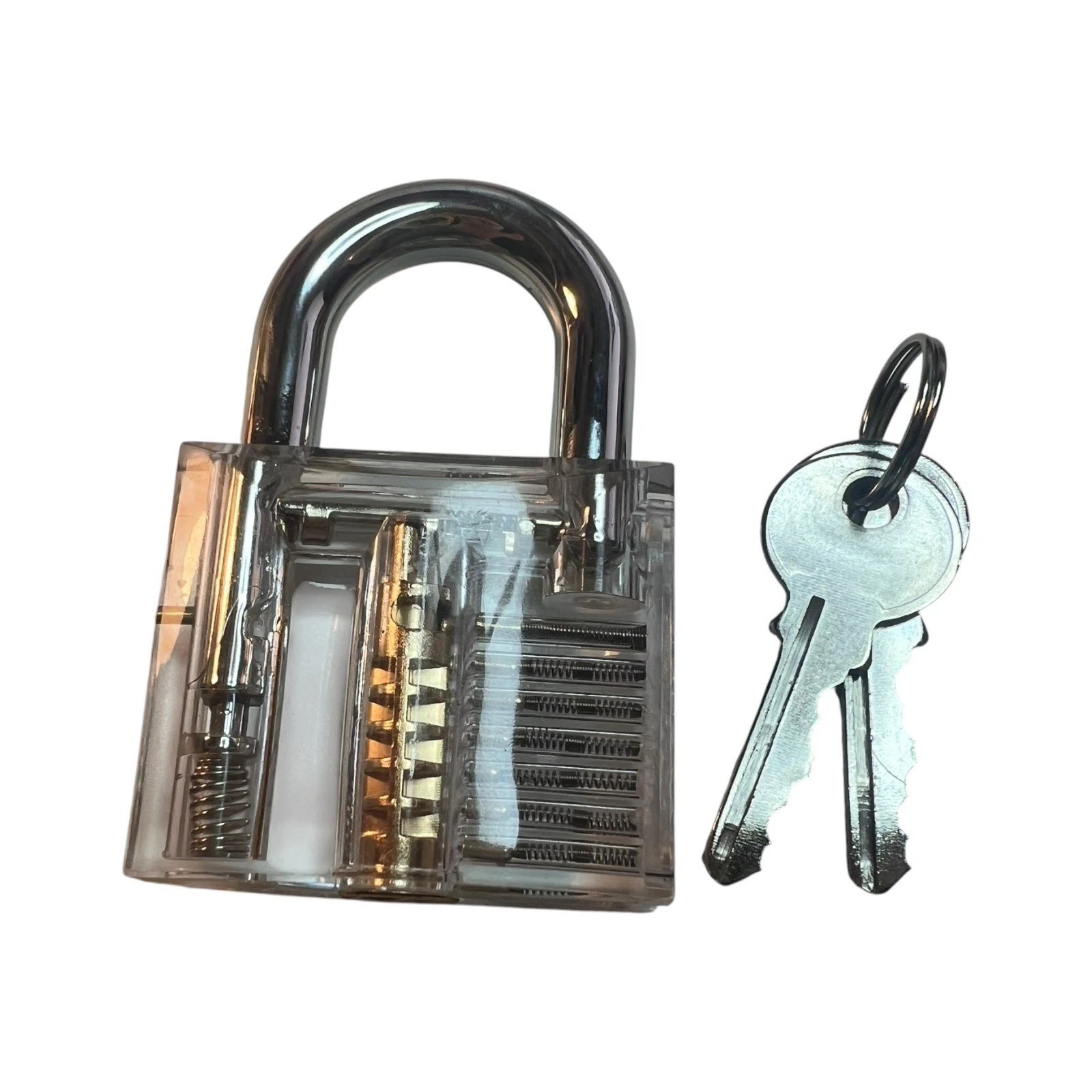 KAK Transparent Practice Padlock with Keys | 80x50mm Visible Locksmith Cutaway