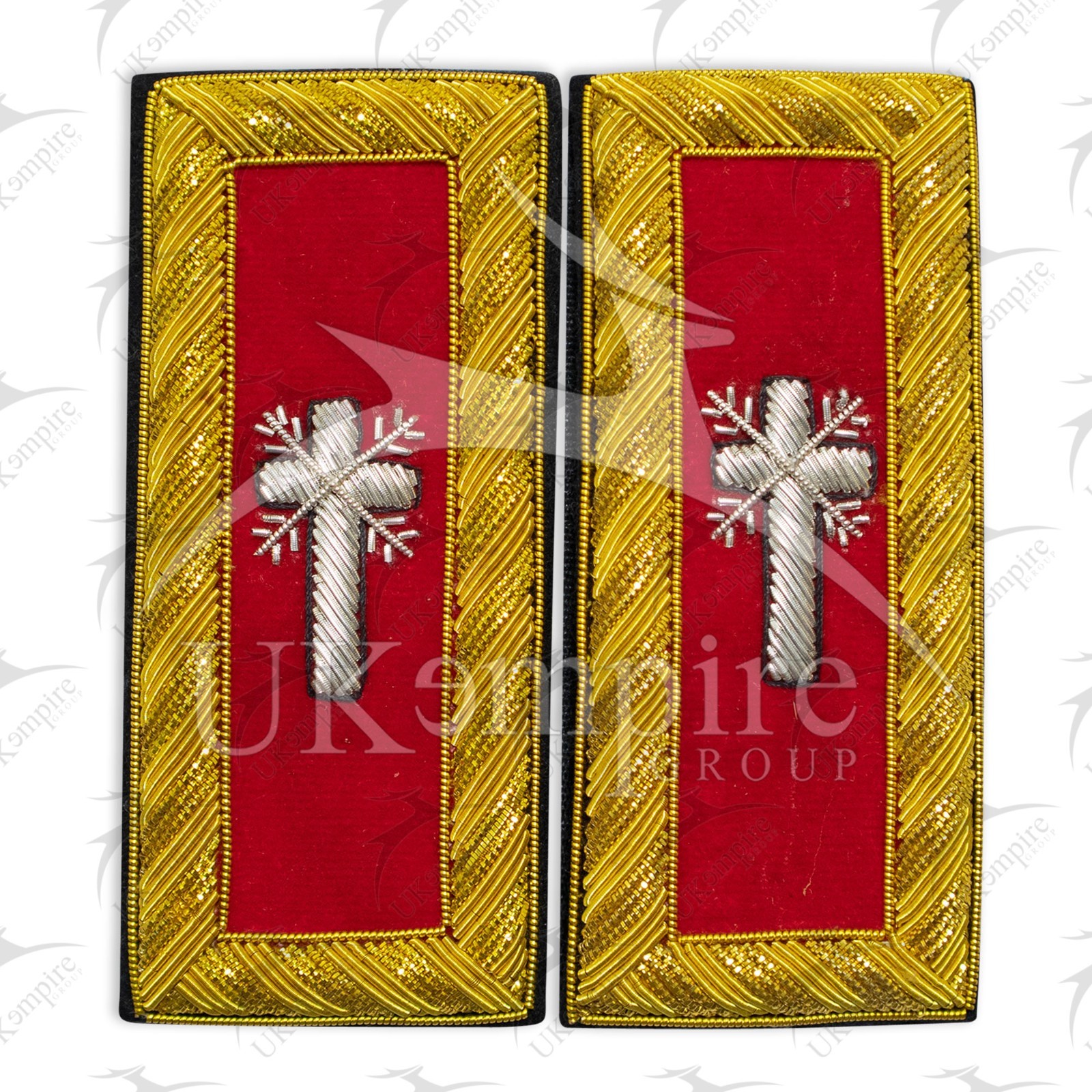 Masonic Knight Templar Past Commander Cross Shoulder Boards – Hand EMB Large