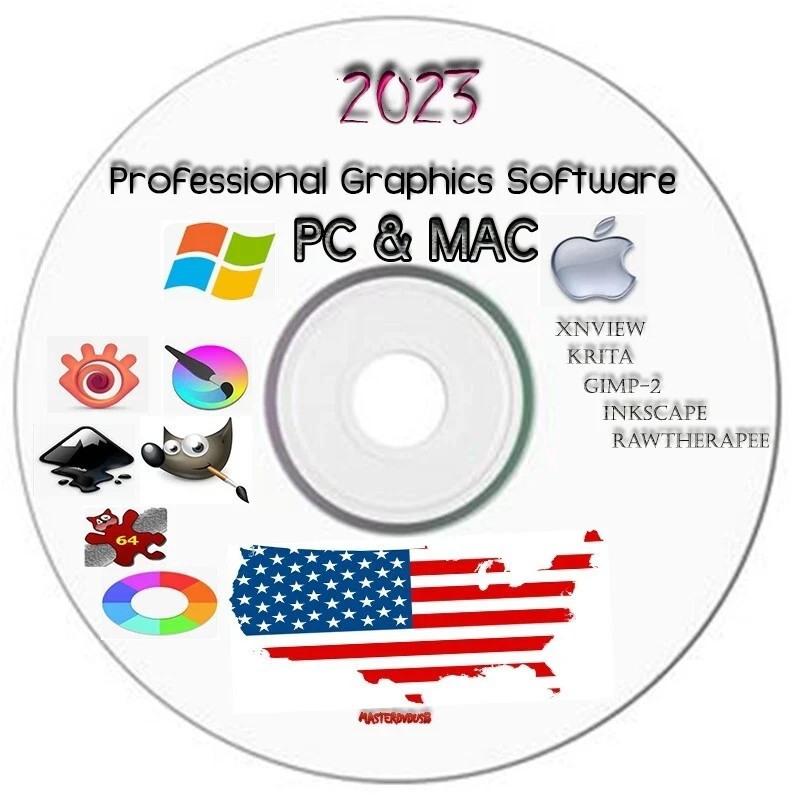 Professional Graphics Software Collection DVD 2023 USA Paint, Draw, PC & MAC