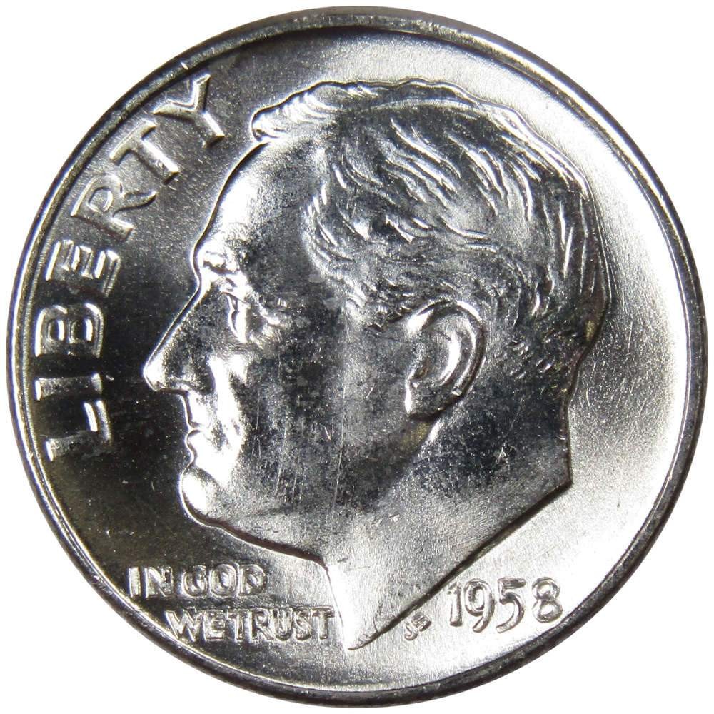 1958 D Roosevelt Silver Dime Uncirculated Mint State 10c Coin