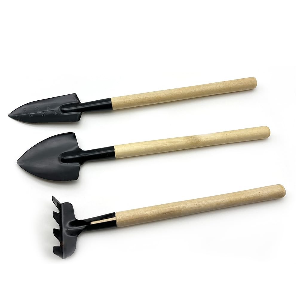 3pcs Indoor Plant Tools Set Gardening Black and Light Brown