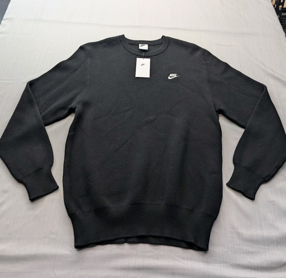 New Nike Club Men's Heavyweight Knit Sweater Size Medium FQ2912 Black $90