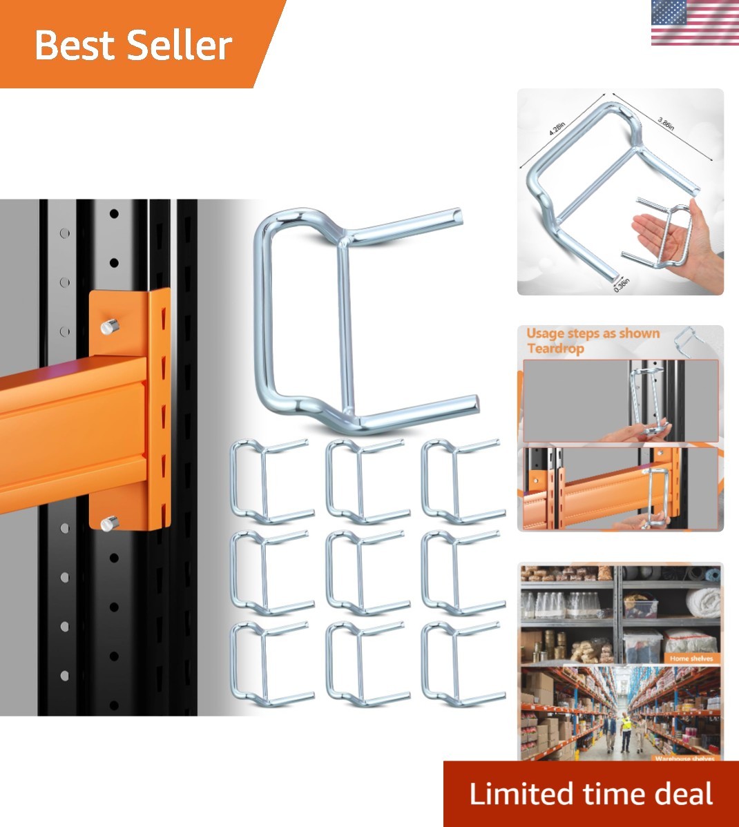 Pallet Rack Clips 10 Pack Warehouse Storage Beams Locking Horseshoe Clips