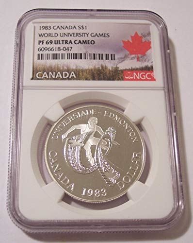 Canada 1983 Silver Dollar World University Games PF69 UC NGC Maple Leaf Label