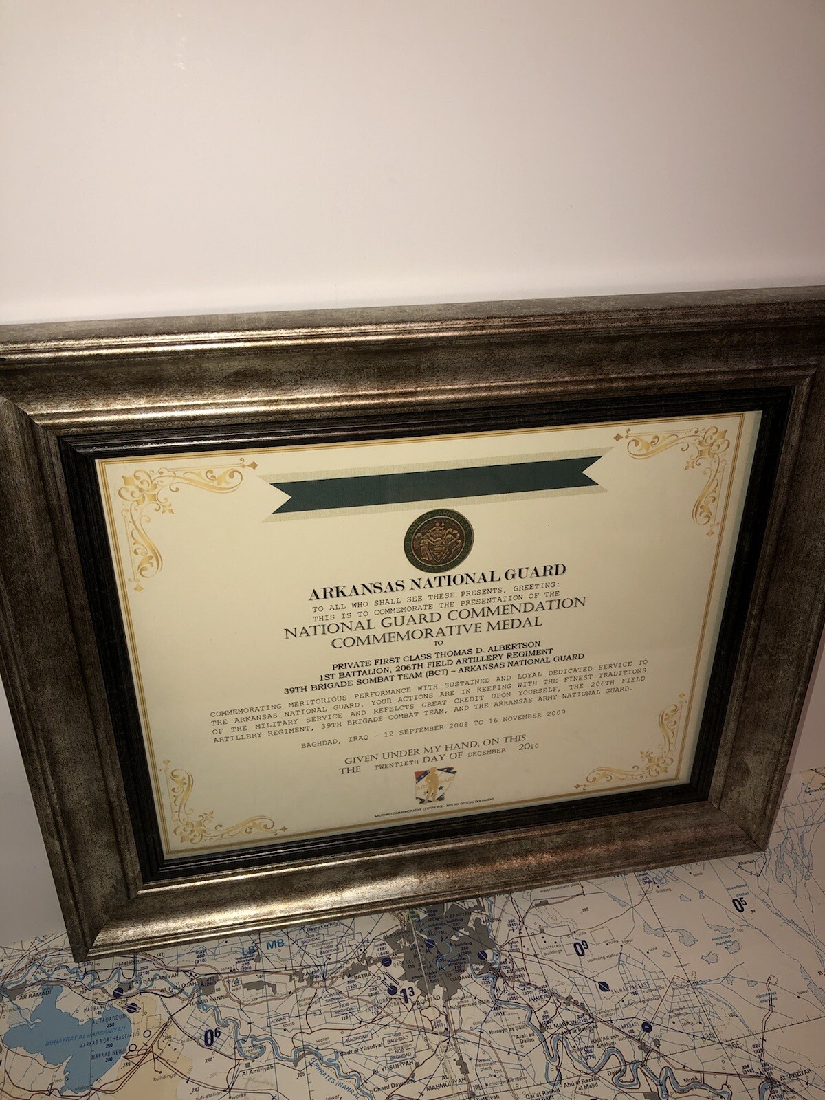ARKANSAS - NATIONAL GUARD / COMMENDATION COMMEMORATIVE MEDAL CERTIFICATE