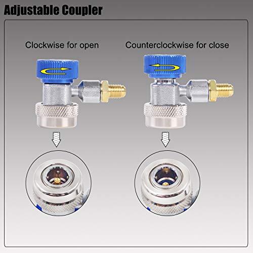 Automotive AC R134a Adjustable Quick Coupler Kit HVAC High Low Connector Conv...