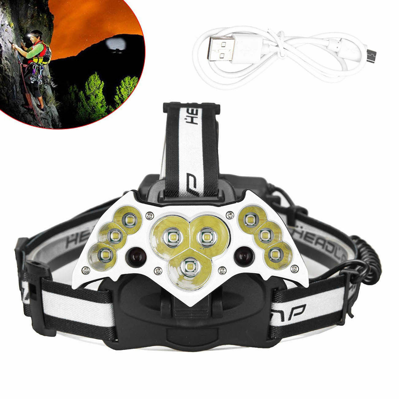 11 LED Rechargeable LED Headlamp Headlight Flashlight Head Torch