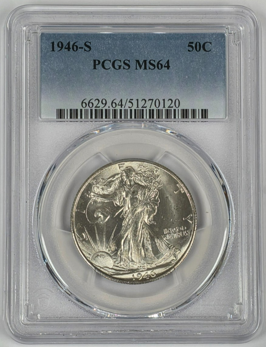 1946 Walking Liberty Half Dollar 50c 90% Silver MS 64 PCGS