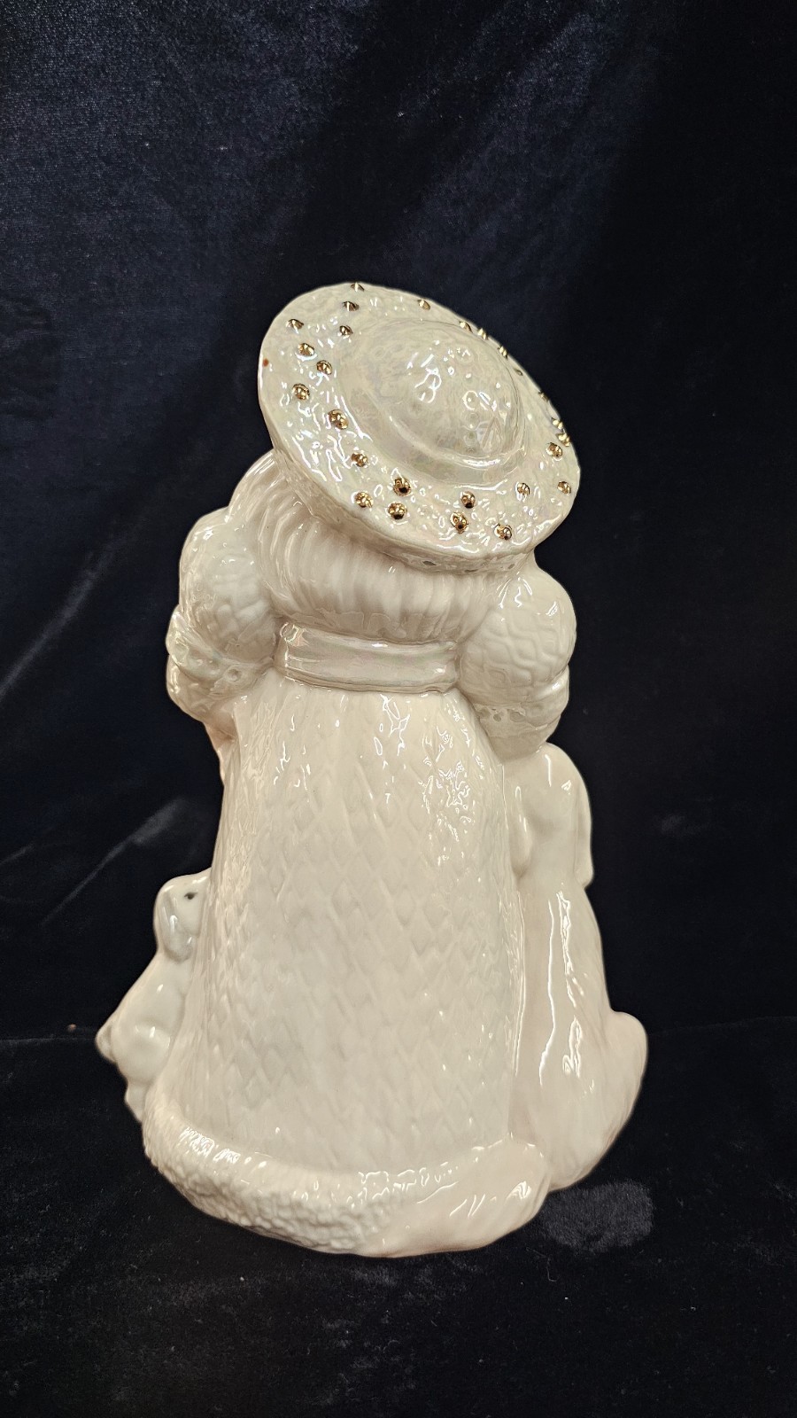 Handmade Porcelain 10½" Santa w/Dogs