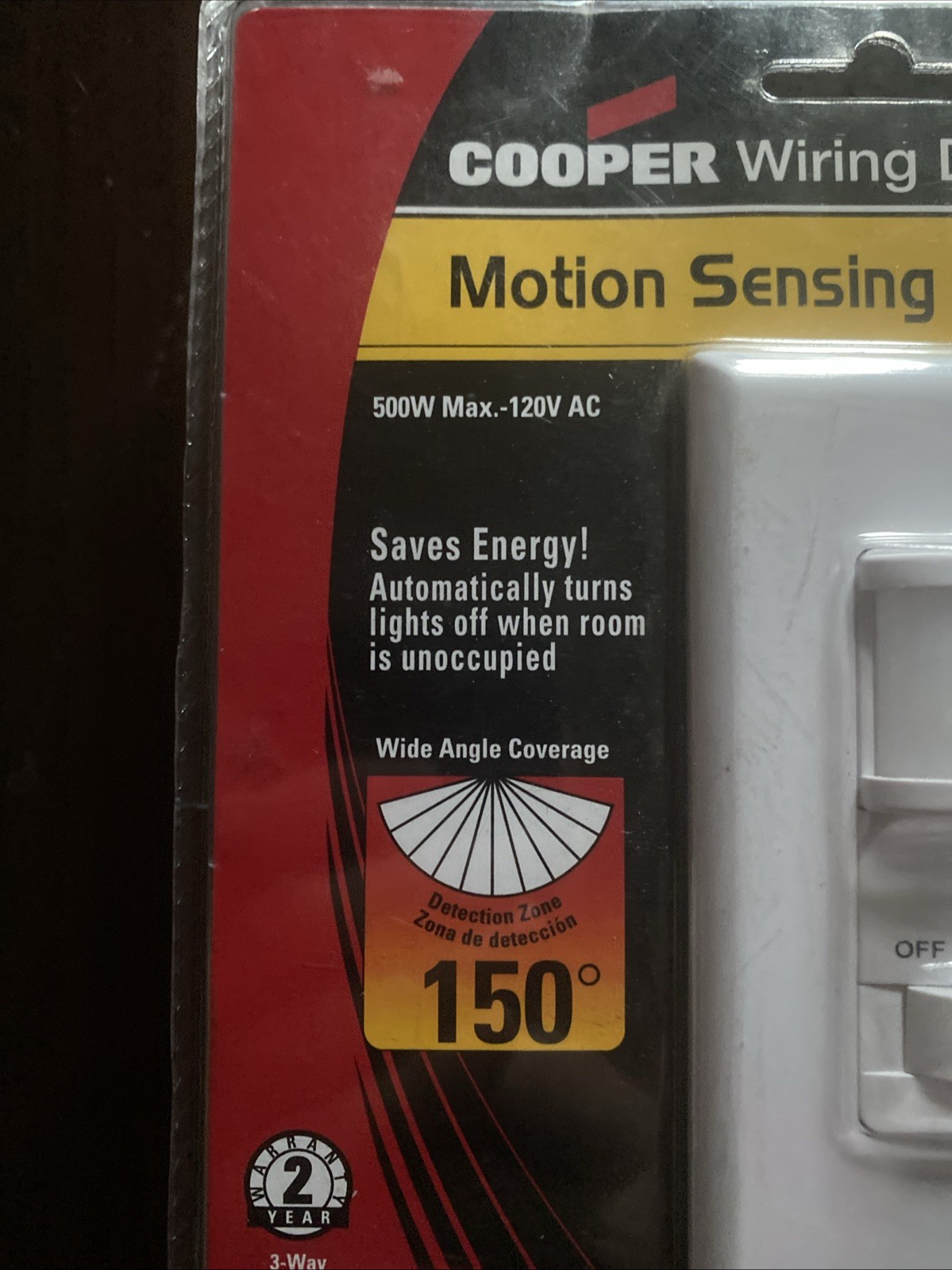 Cooper Motion Sensing Switch - New In Box - 500W