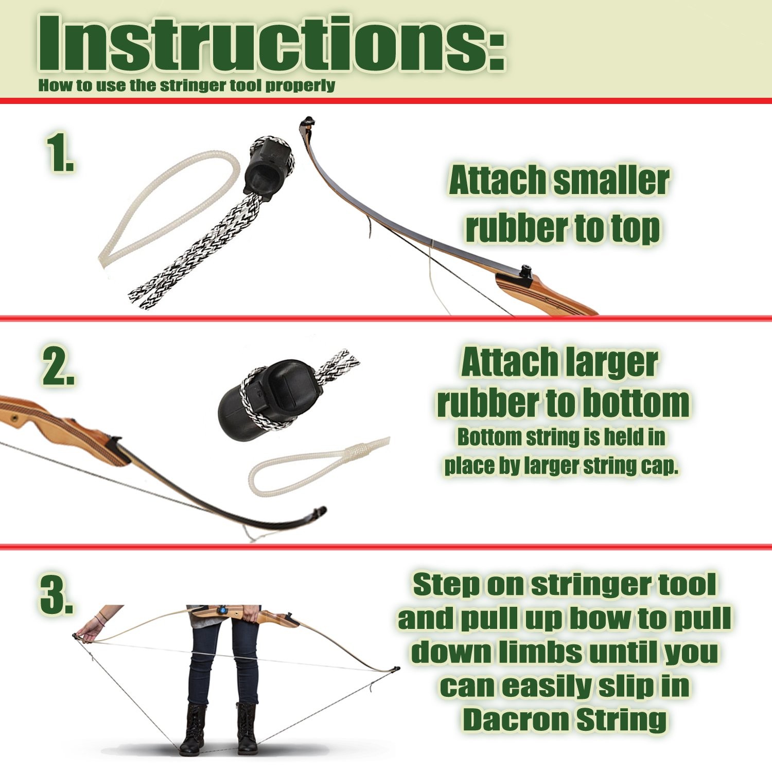 Recurve Archery Stringer Tool Stringing Traditional & Plain...