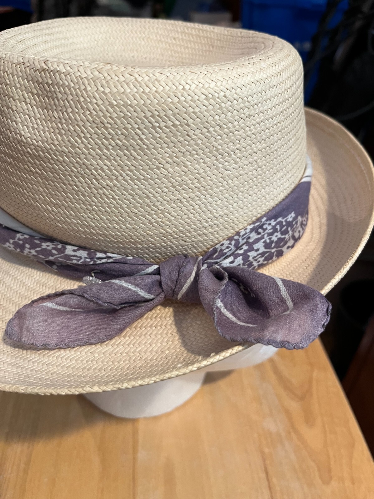 ONORIO CIOPPI STRAW Hat OFF WHITE WITH SCARF Paper Blend Italy O/S