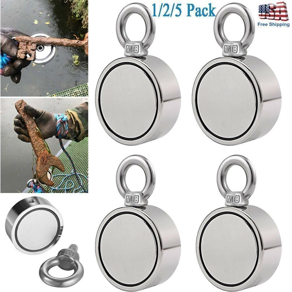 500LBS Fishing Magnet Kit Strong Neodymium Pull Force Treasure Hunt Double Sided