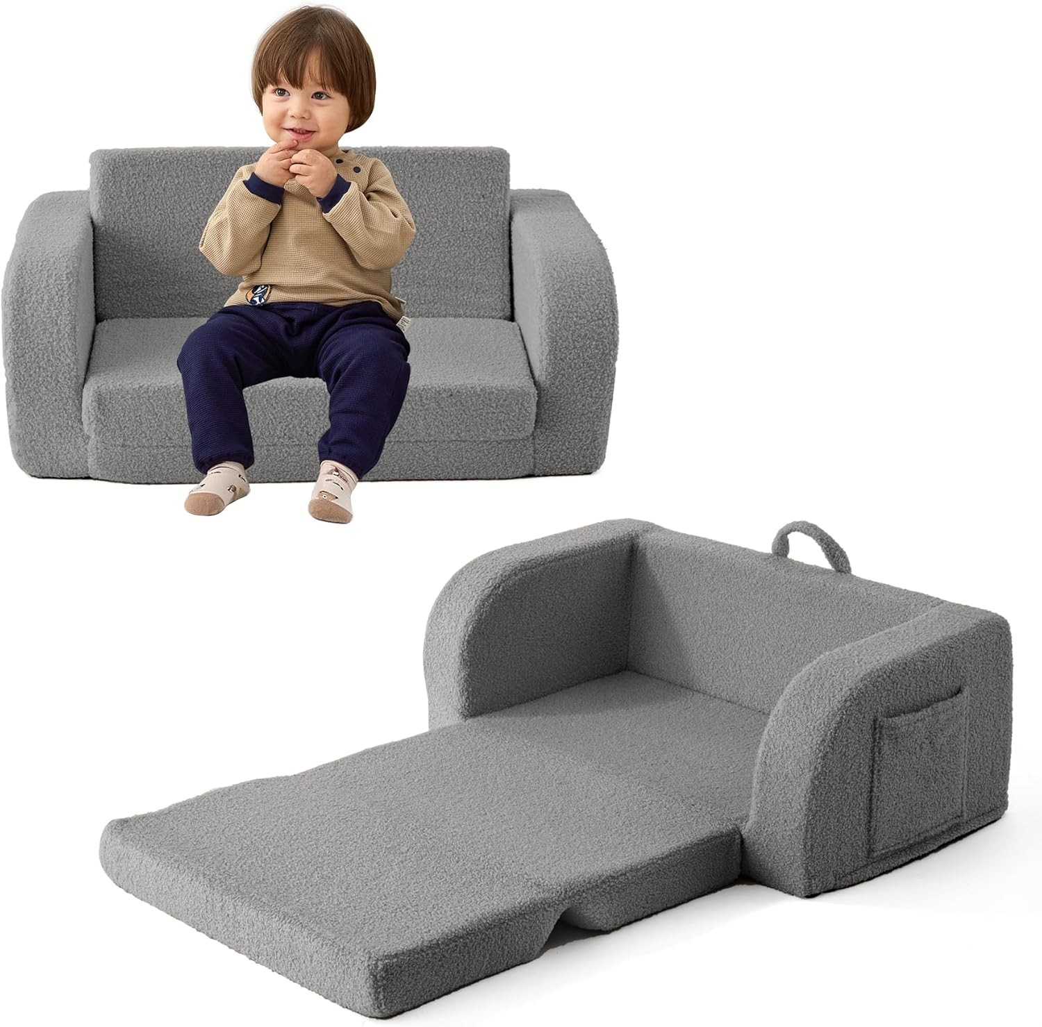 Toddler Couch 2-in-1 Toddler Chairs Comfy 1-3 Years Old Toddler Chair Girls