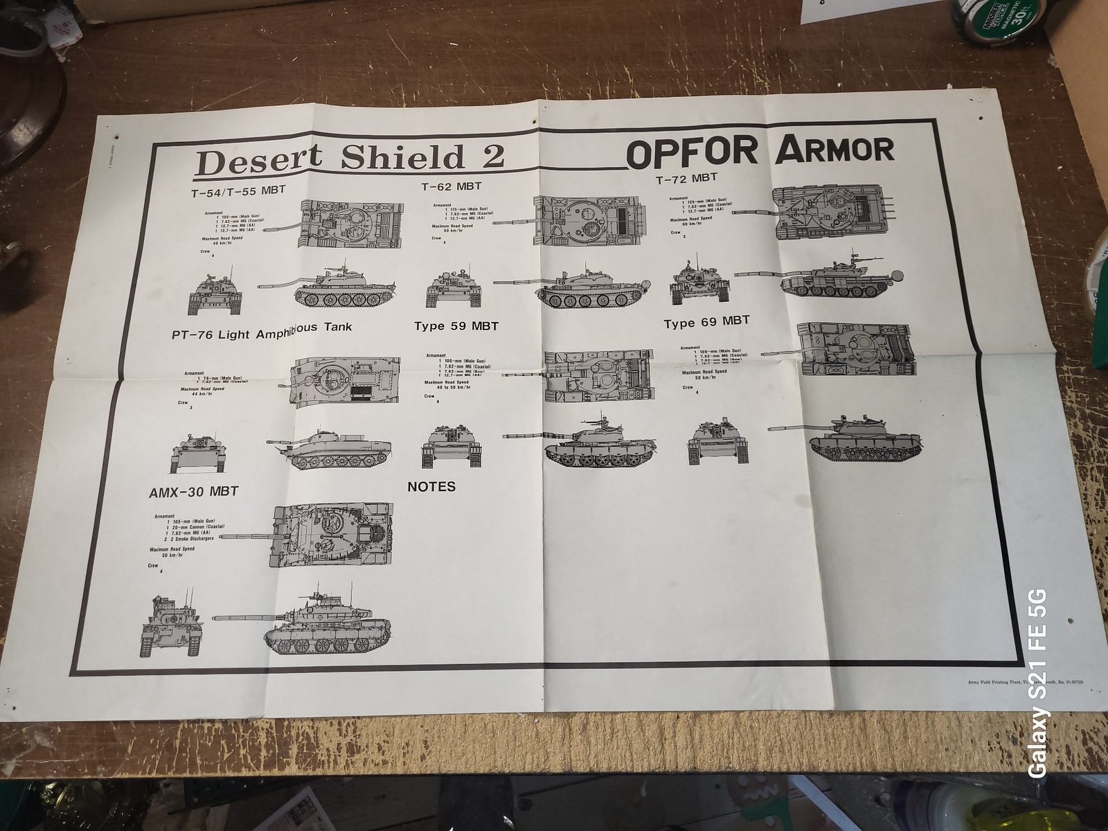 Vintage US Army Desert Shield 2 OPFOR Armor Poster 34X22