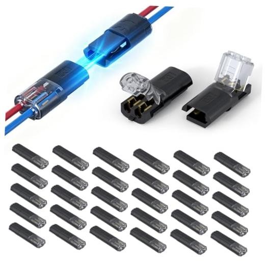 Double Wire Plug in Connector with Locking 30PCS Black 2 Wire 22-18 Awg D2