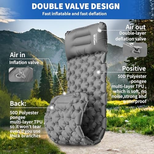 Sleeping Pad for Camping- Ultralight Inflatable Sleeping Mat with Built Grey
