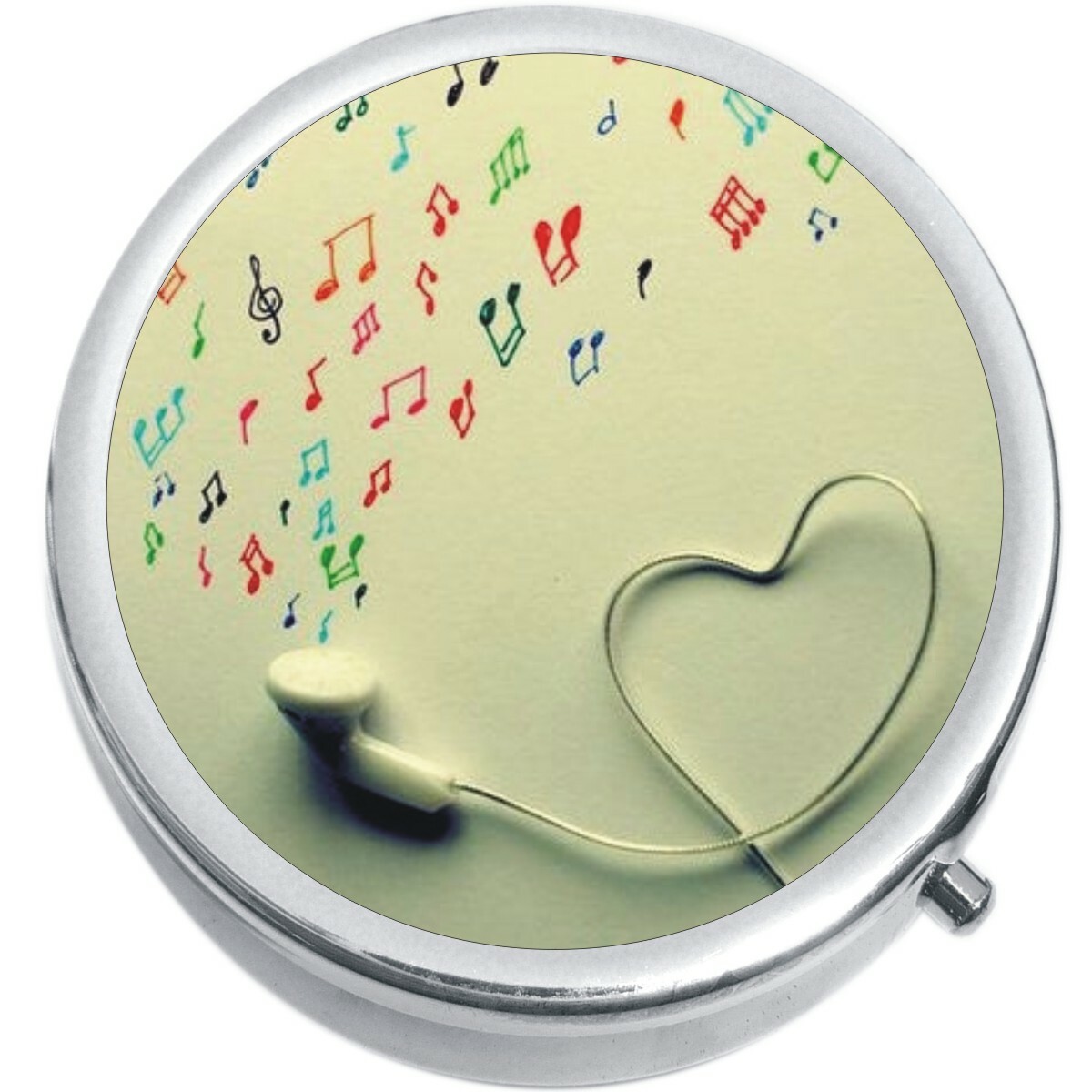 Headphones Music Notes Hearts Medicine Pill Box