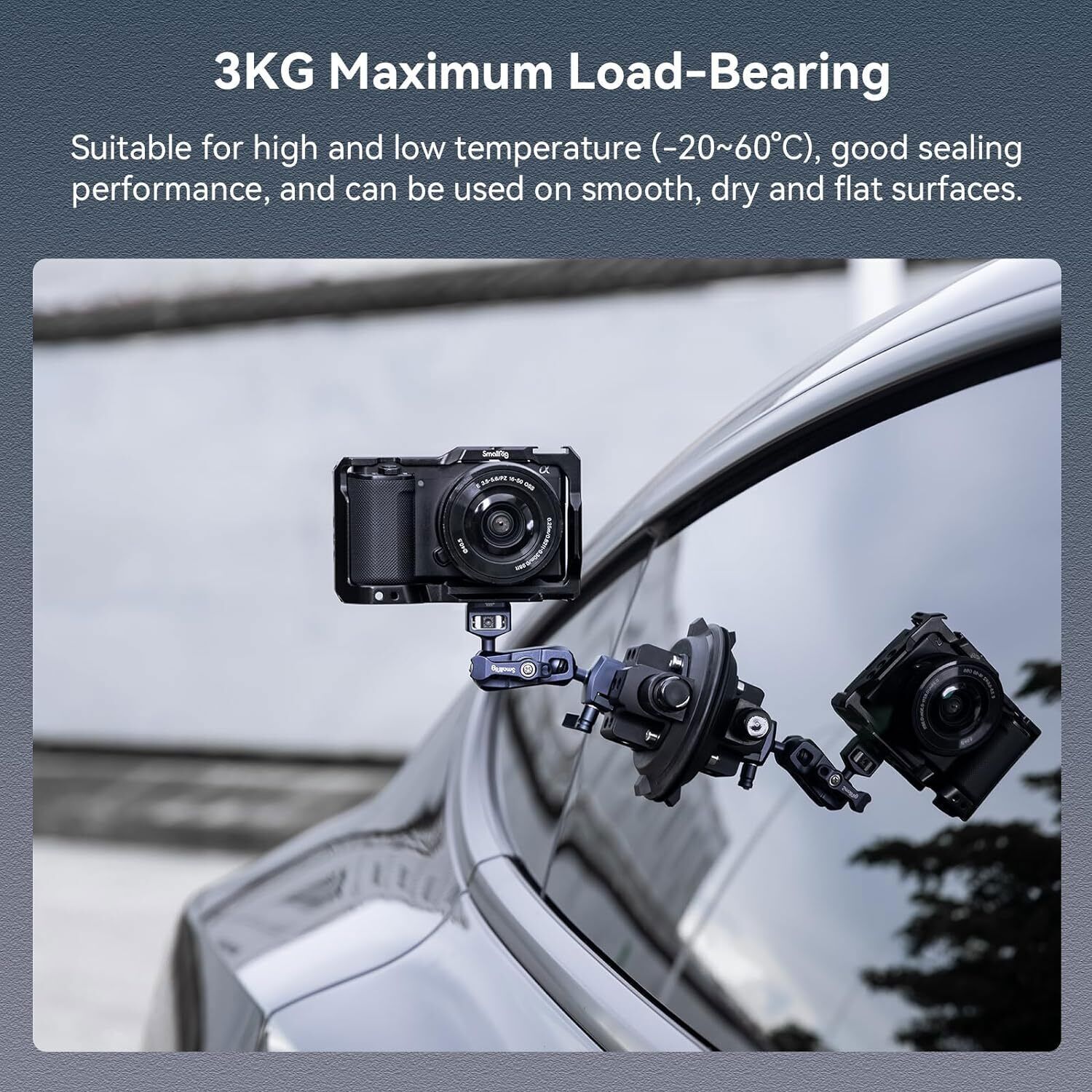 SmallRig 4" Camera Suction Mount with Ball Head Magic Arm Max Load 3kg