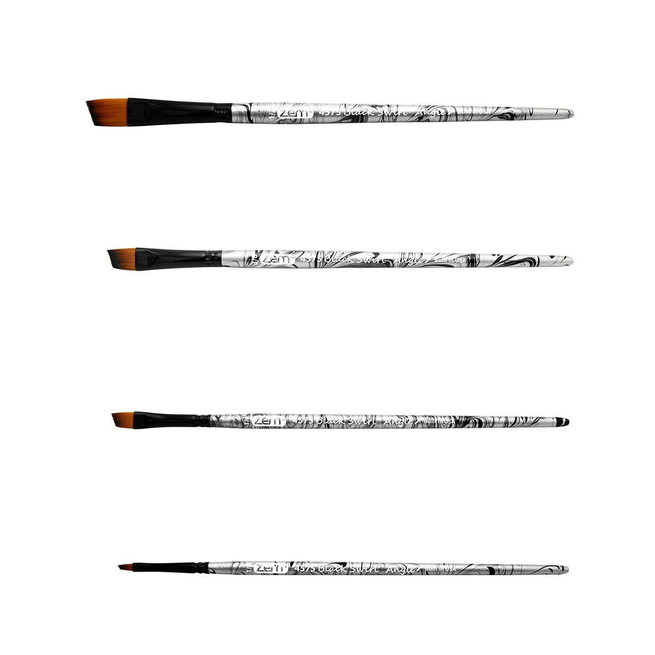 AS-253 Black Swirl Synthetic Angle Brush Set 4 pcs