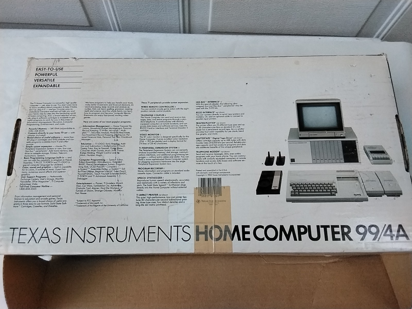 T1 – 99/4A Computer Pwr Cord Video Modulator Munch Man Video Game Untested