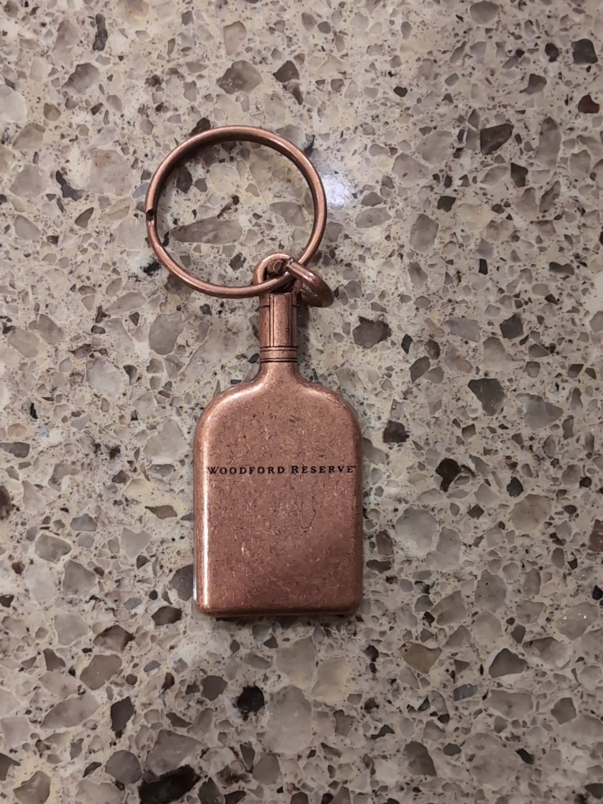 Woodford Reserve Bottle Shaped Metal Keychain Copper Tone Promo Bourbon