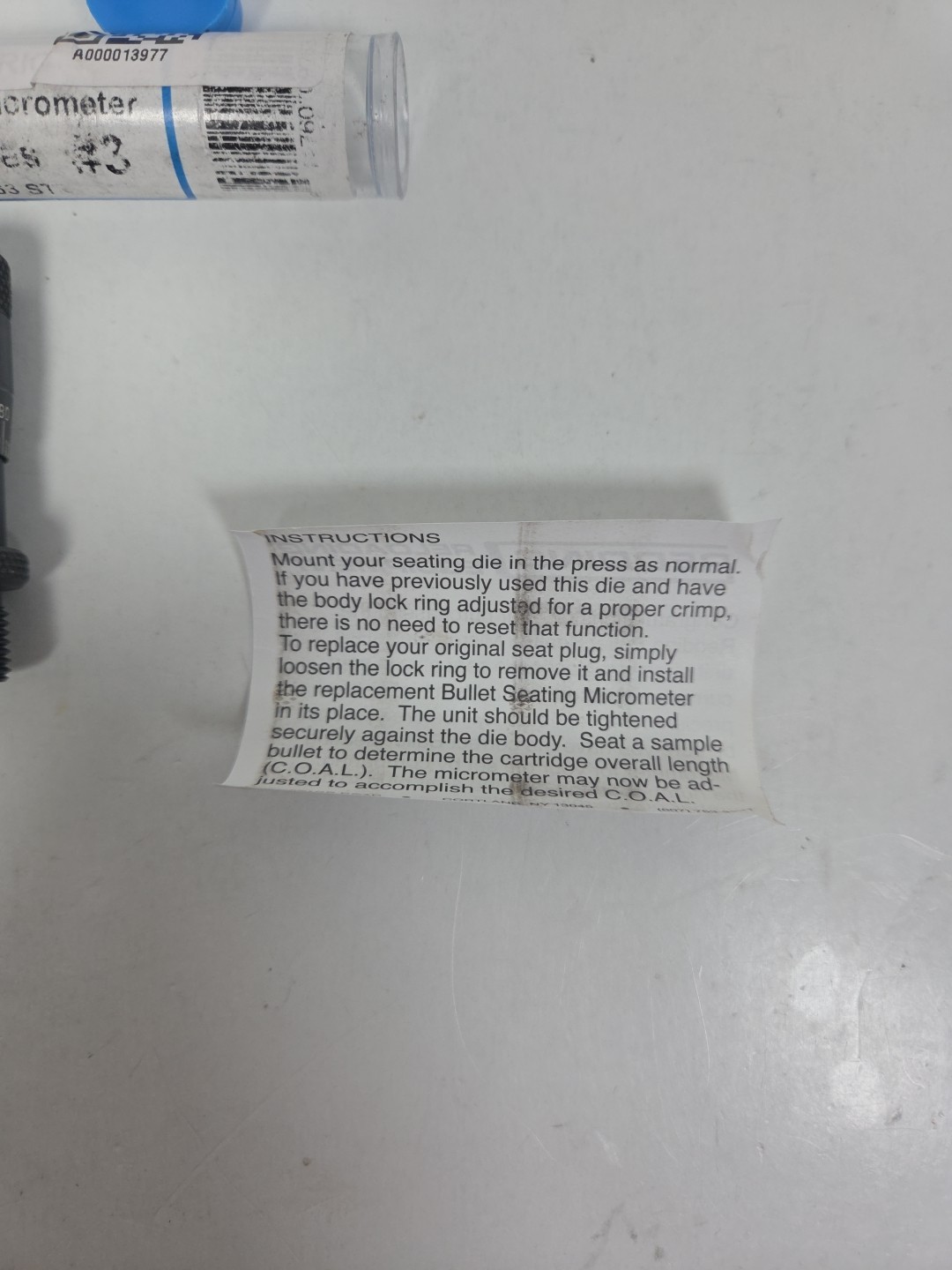 09263 REDDING BULLET SEATING MICROMETER - REPLACES #3 - Metric