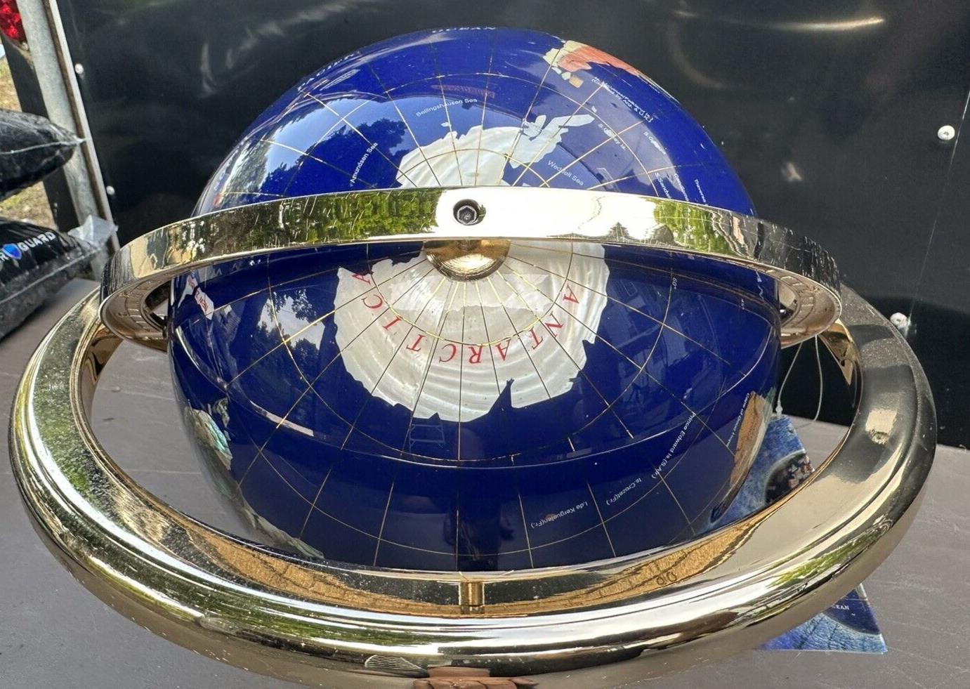 Inlay Gemstone Tabletop World Globe
