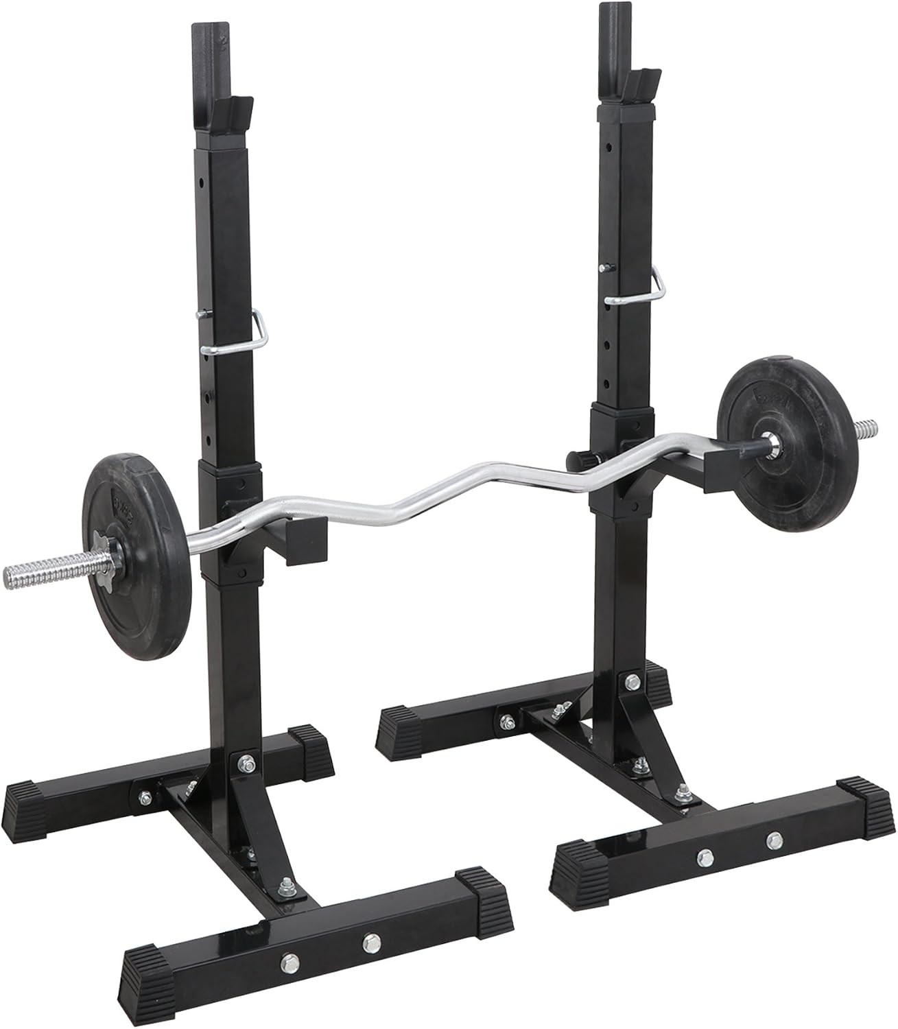 Adjustable Squat Rack Pair 41"-66" Sturdy Steel Barbell Bench Press Stand