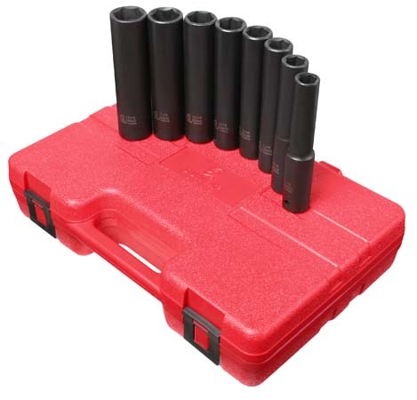 Sunex 1/2" Drive 8 Pc. SAE Extra Long Deep Impact Socket Set (2848)