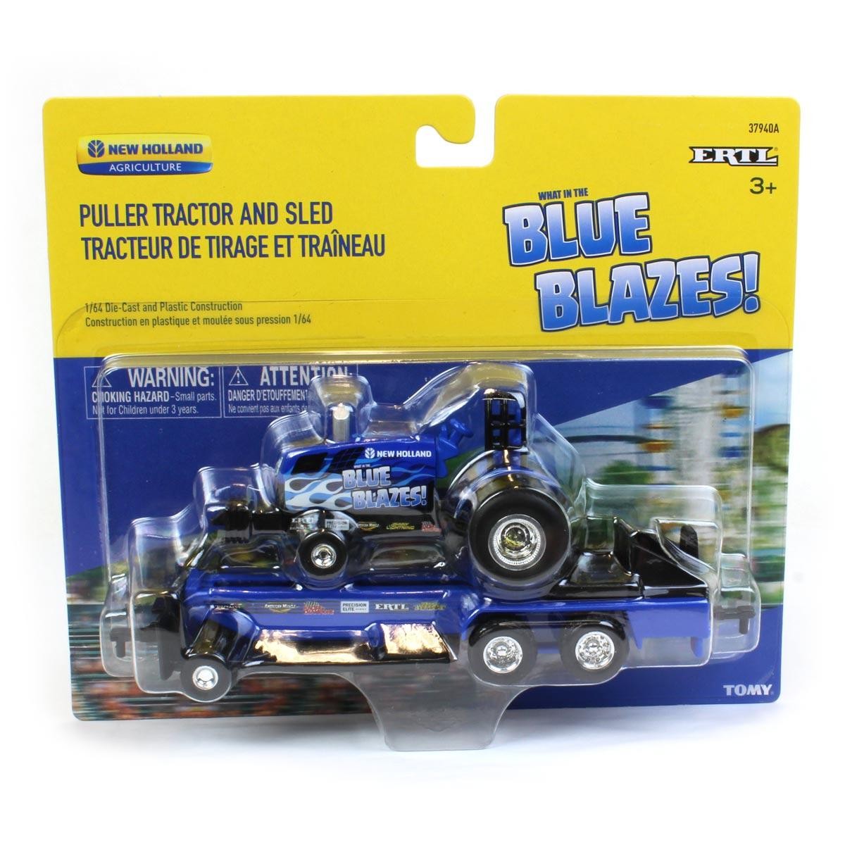 1/64 New Holland "Blue Blazes" Pulling Tractor with Pulling Sled, 37940-1
