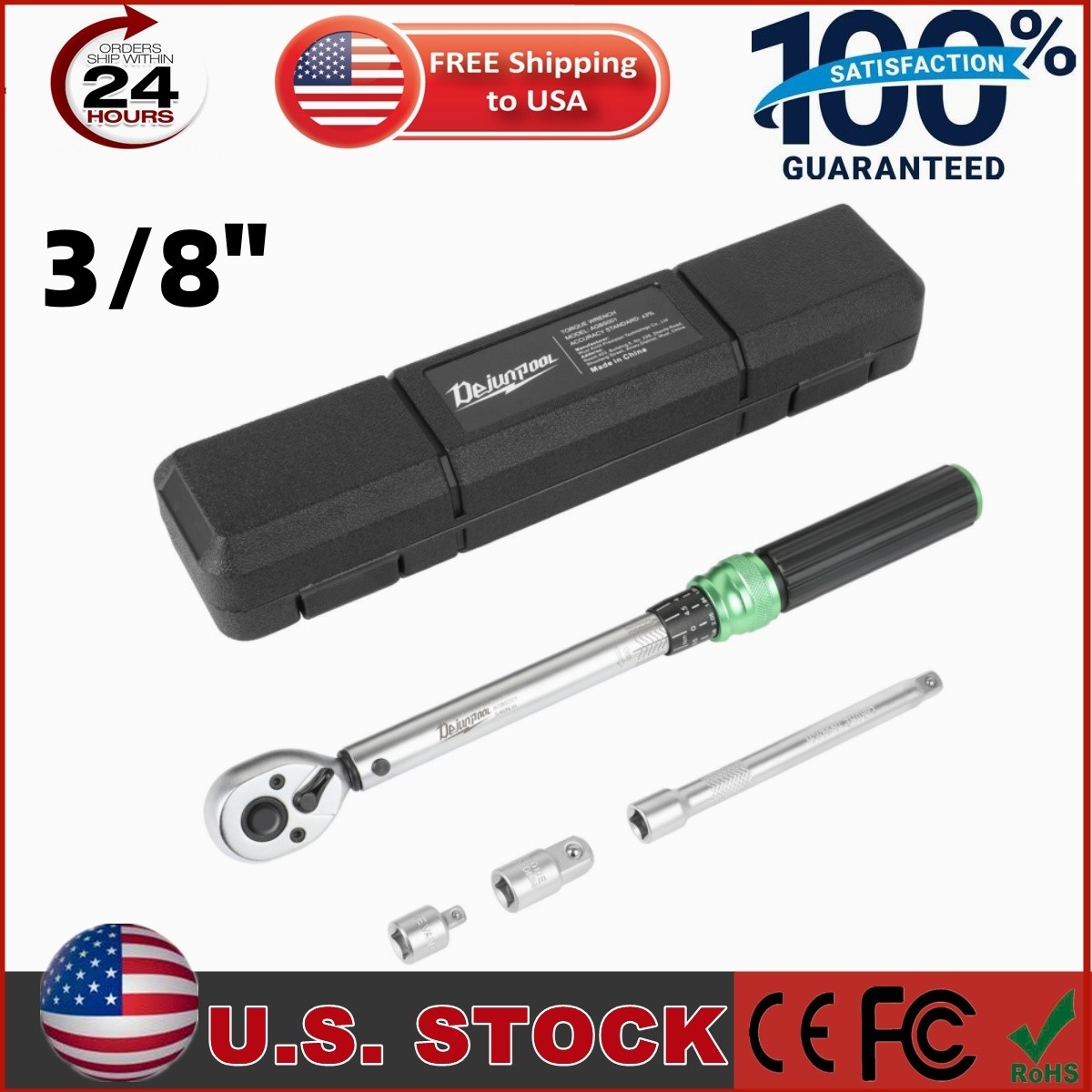 🔥Torque Wrench Torque Wrench 3/8" Drive 3.69-44.25 ft.lb/5-60n.m Adjustable