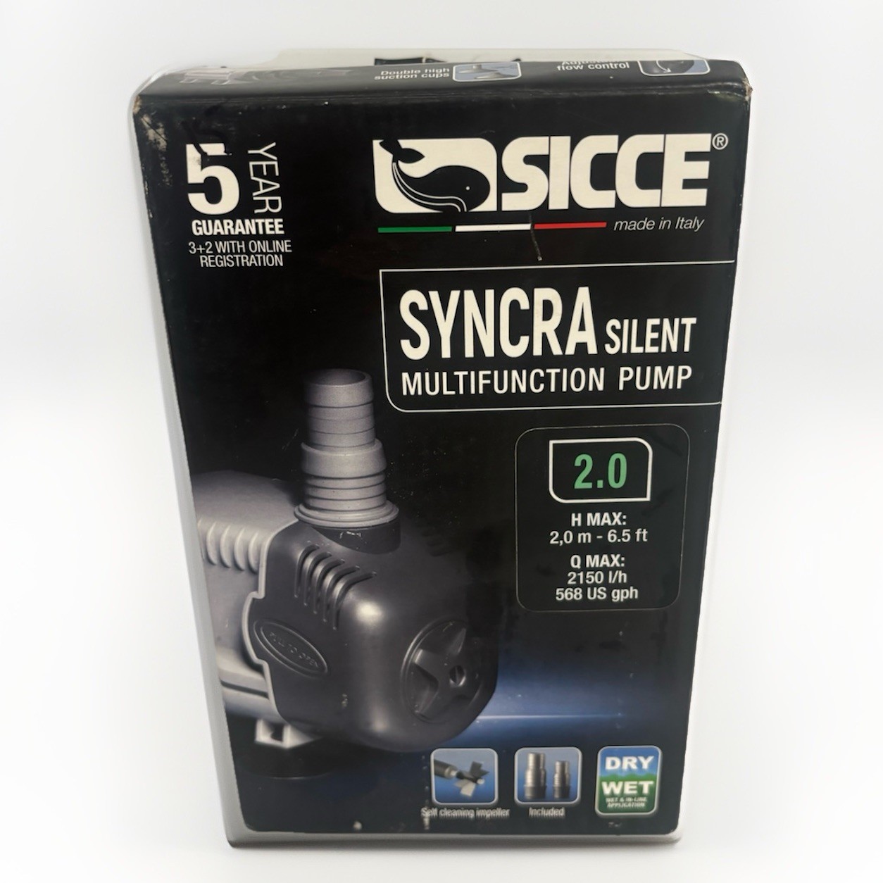 SICCE Syncra 2.0 Silent Pump 568 GPH Aquarium Water Pump Multifunction