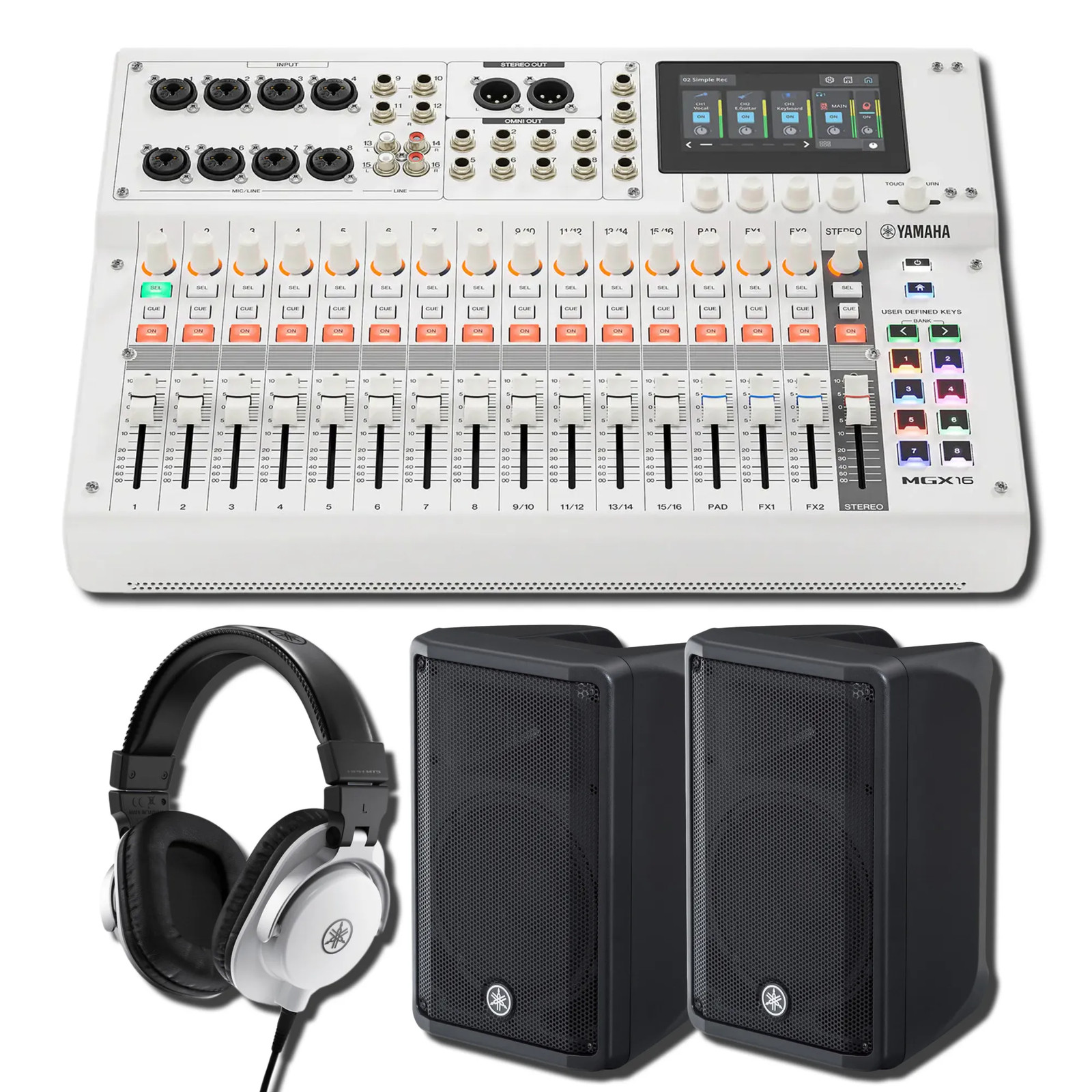 Yamaha MGX16 W 22-Ch Digital Mixer w/ 2x DBR10 700W Speakers & HPH-MT5W