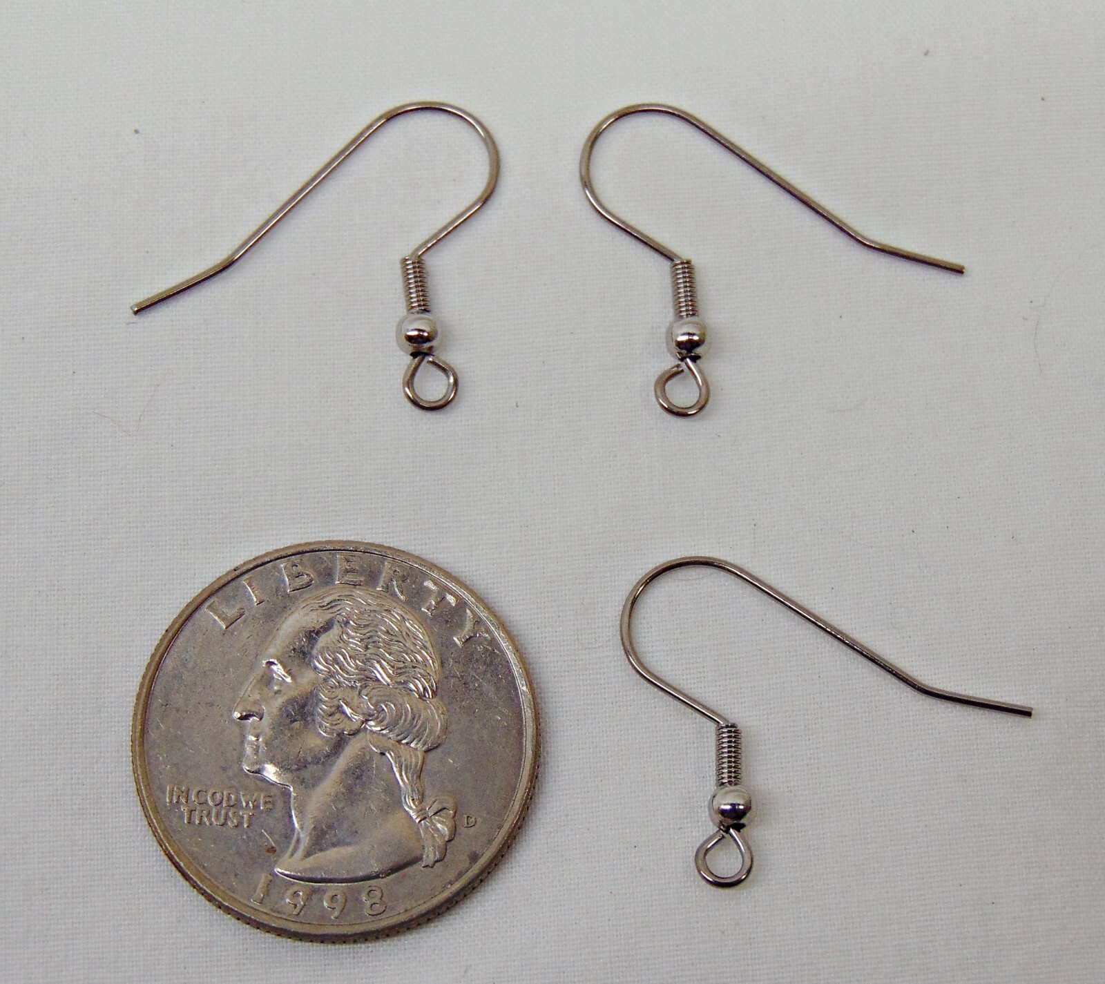 1 dozen (12 ea)  Stainless Steel Ear Wires French Hooks w/ Bead + Coil Earrings