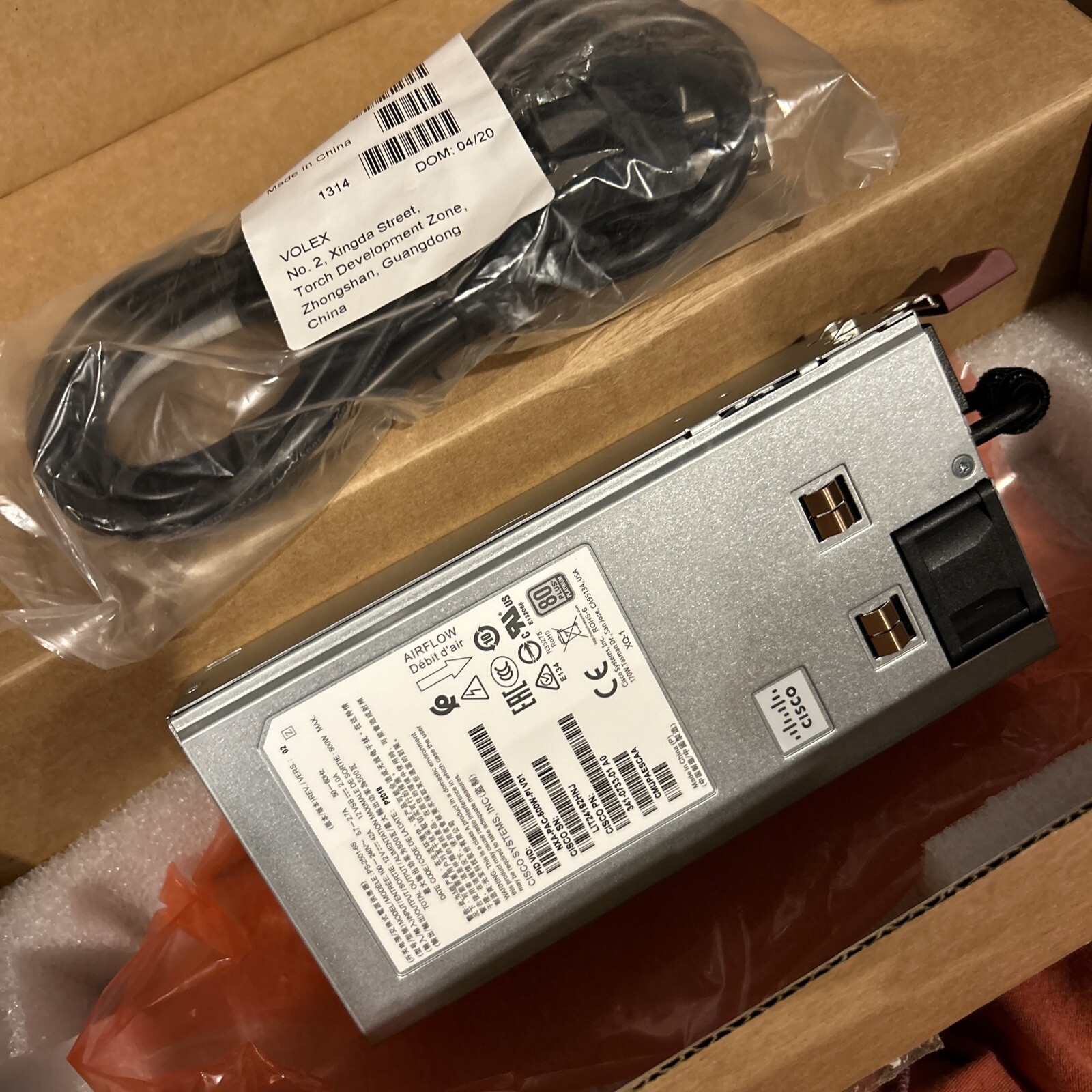 Cisco NXA-PAC-500W-PI V01 | CMUPAESCAA | 341-0733-01 | 500W AC Port-Side Intake