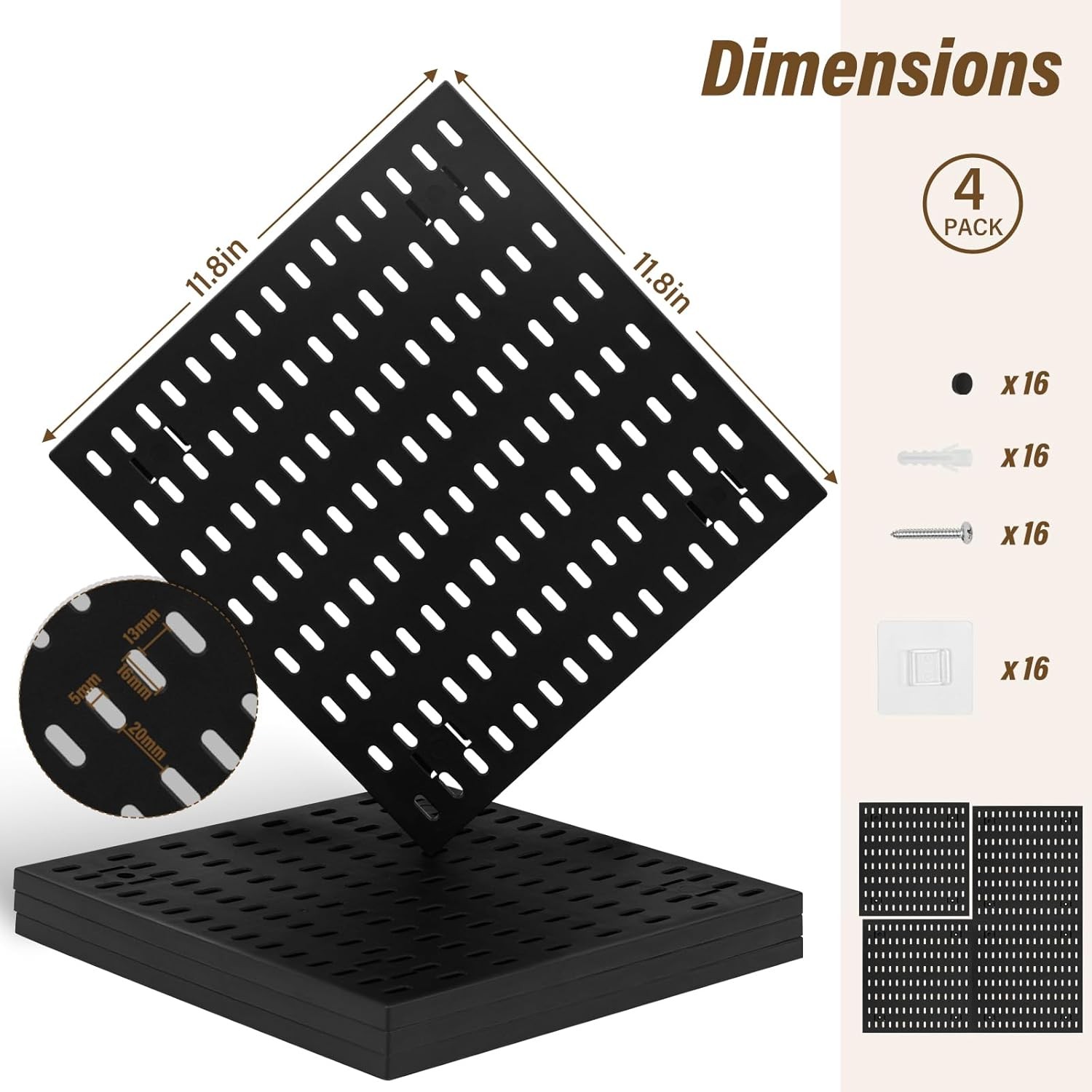 4 Pack Pegboard Shelves Wall Organizer Peg Board Shelf Brackets for Home Office
