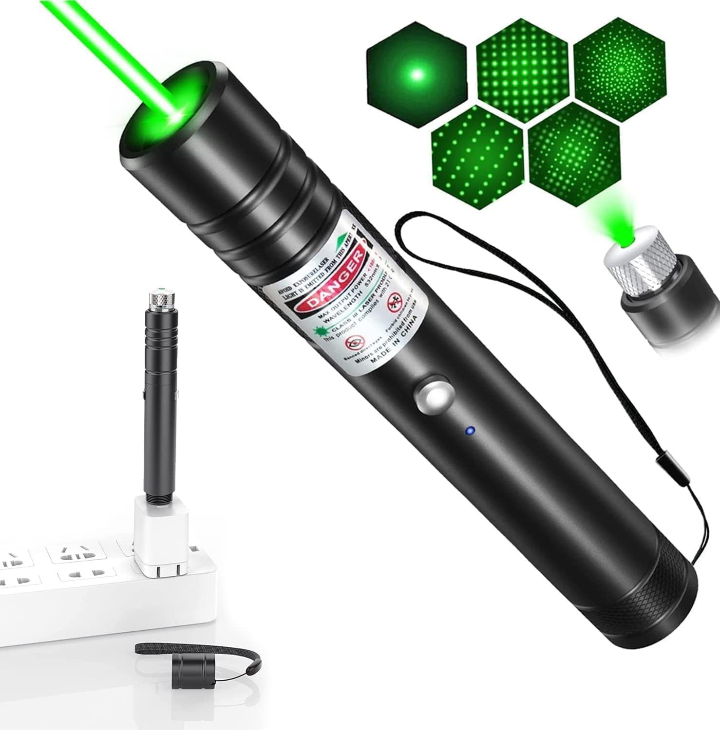 High Power Tactical Green Laser Pointer with Adjustable Focus & USB Recharge