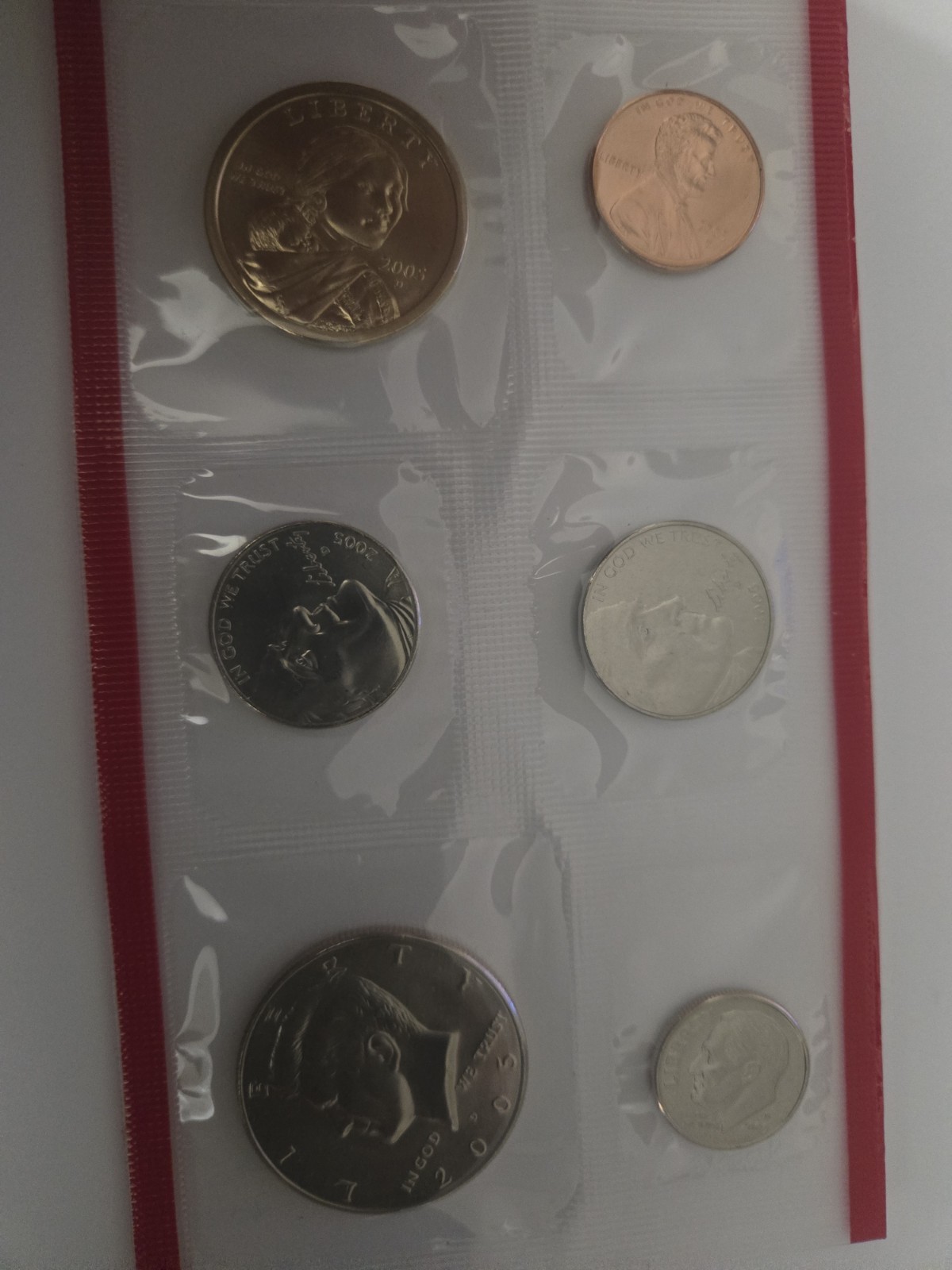 2005 - D United States Mint  Uncirculated (6 Coins) Coin Set - Red No Quarters
