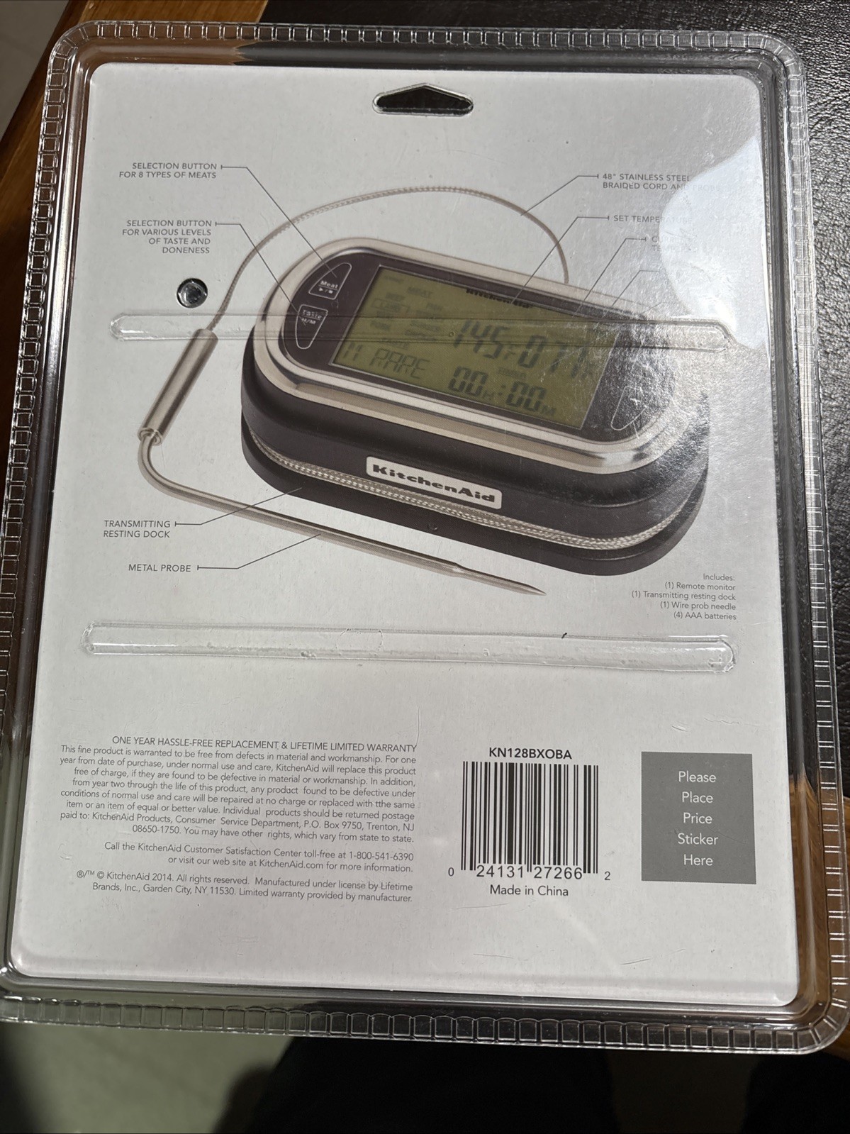 KitchenAid Wireless Remote Timer&Thermometer,Probe 200 Foot Range, New! Sealed