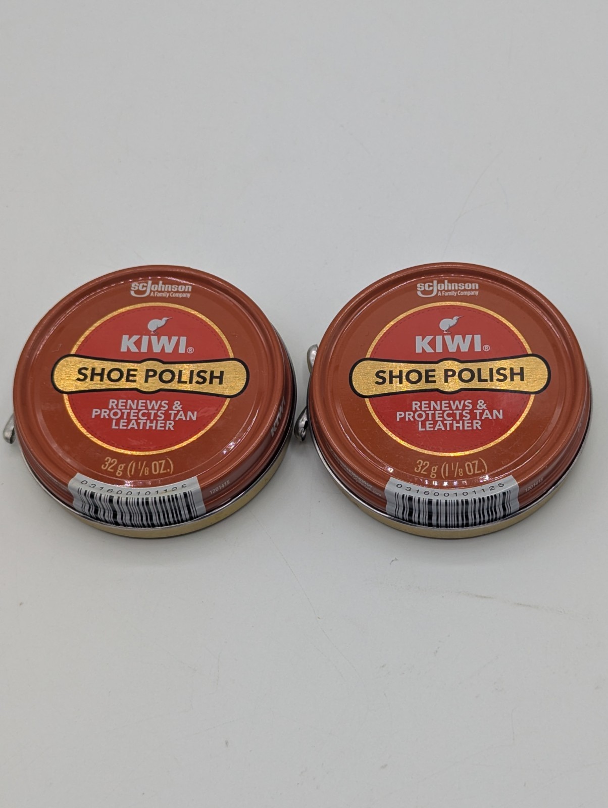 2-Pack Kiwi Tan Shoe Polish - Renews And Protects Tan Leather 1 1/8 oz New