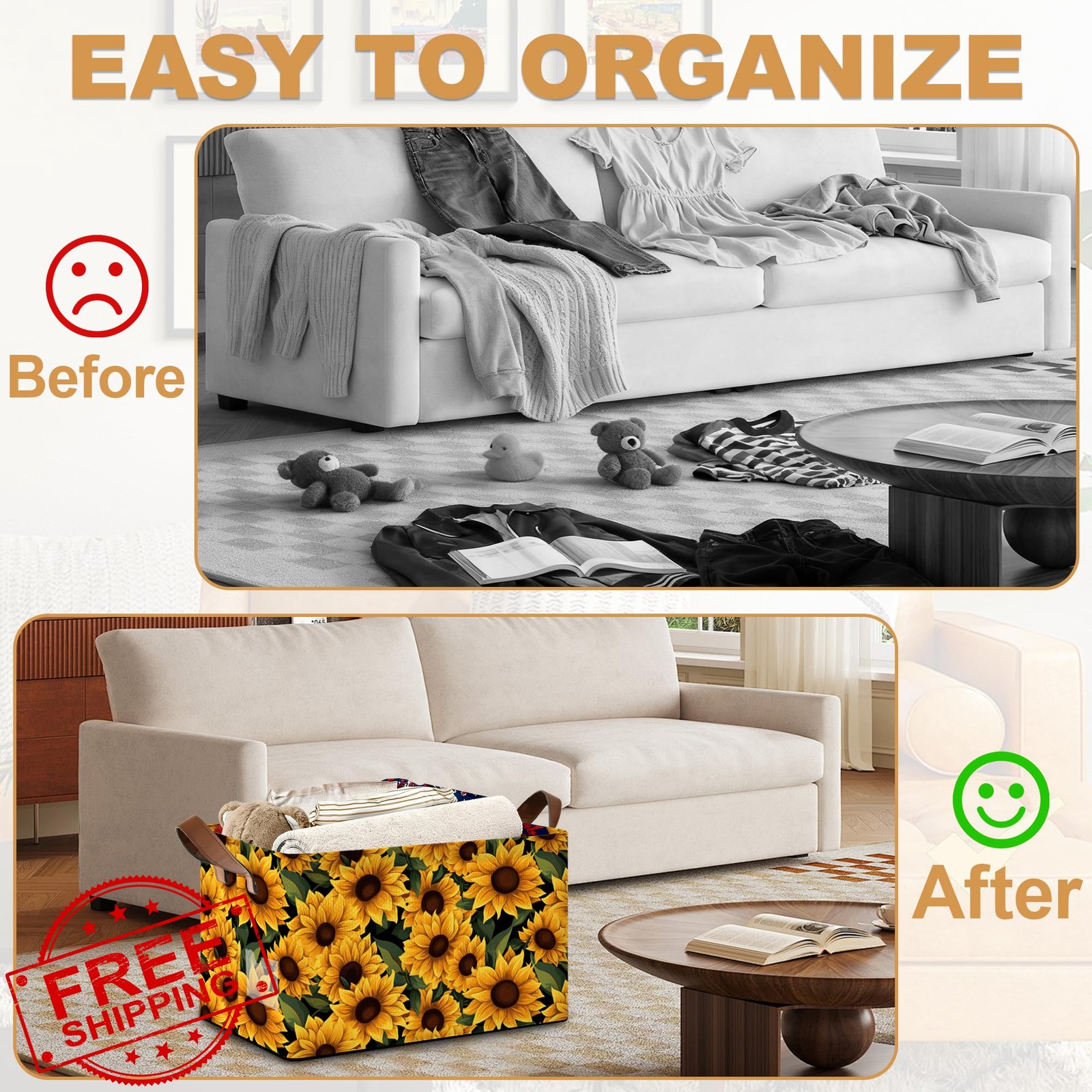 Oeaskly Field Sunflower Storage Baskets