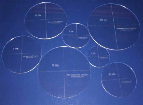 Circle Template 7 Piece Set. 4",5",6",7",8",9",10" - Clear 1/4" Thick