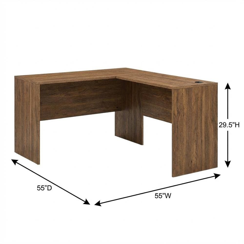 L-Shaped Wood Office Desk with Spacious Work Surface and Sturdy Legs