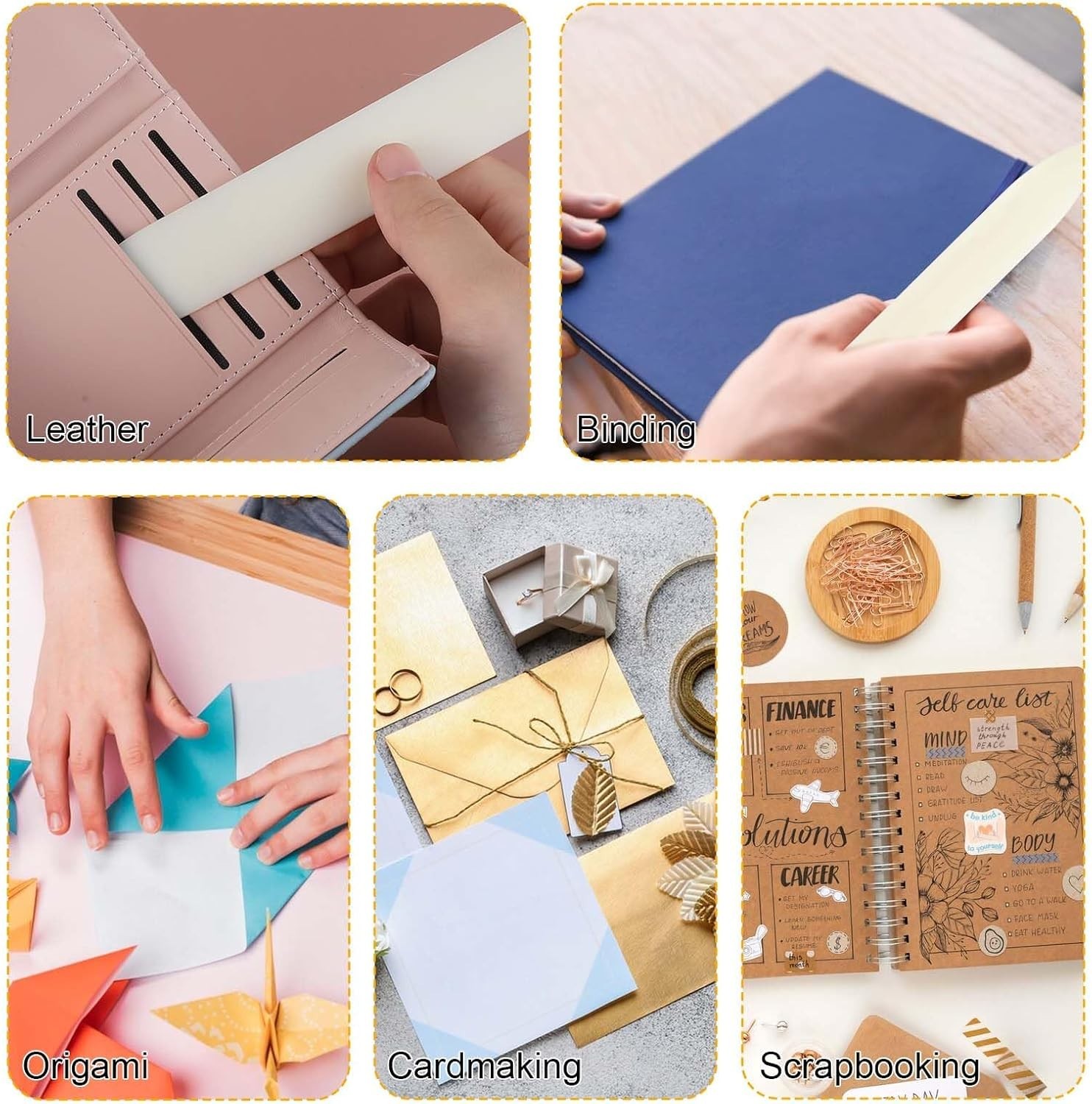 4 Pcs Bone Folder Paper Creaser Set, Folding Scoring Burnishing Crafting Scoring