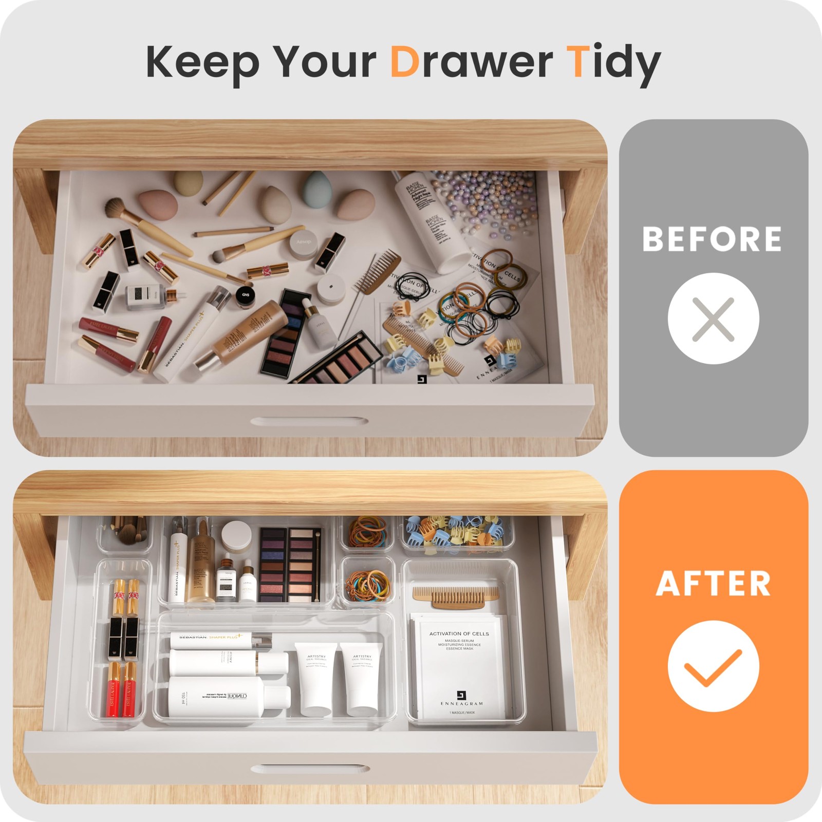 A-LuGei 【Military Grade】 Drawer Organizer,【𝟱𝗦𝗶𝘇𝗲】 Makeup organizer,