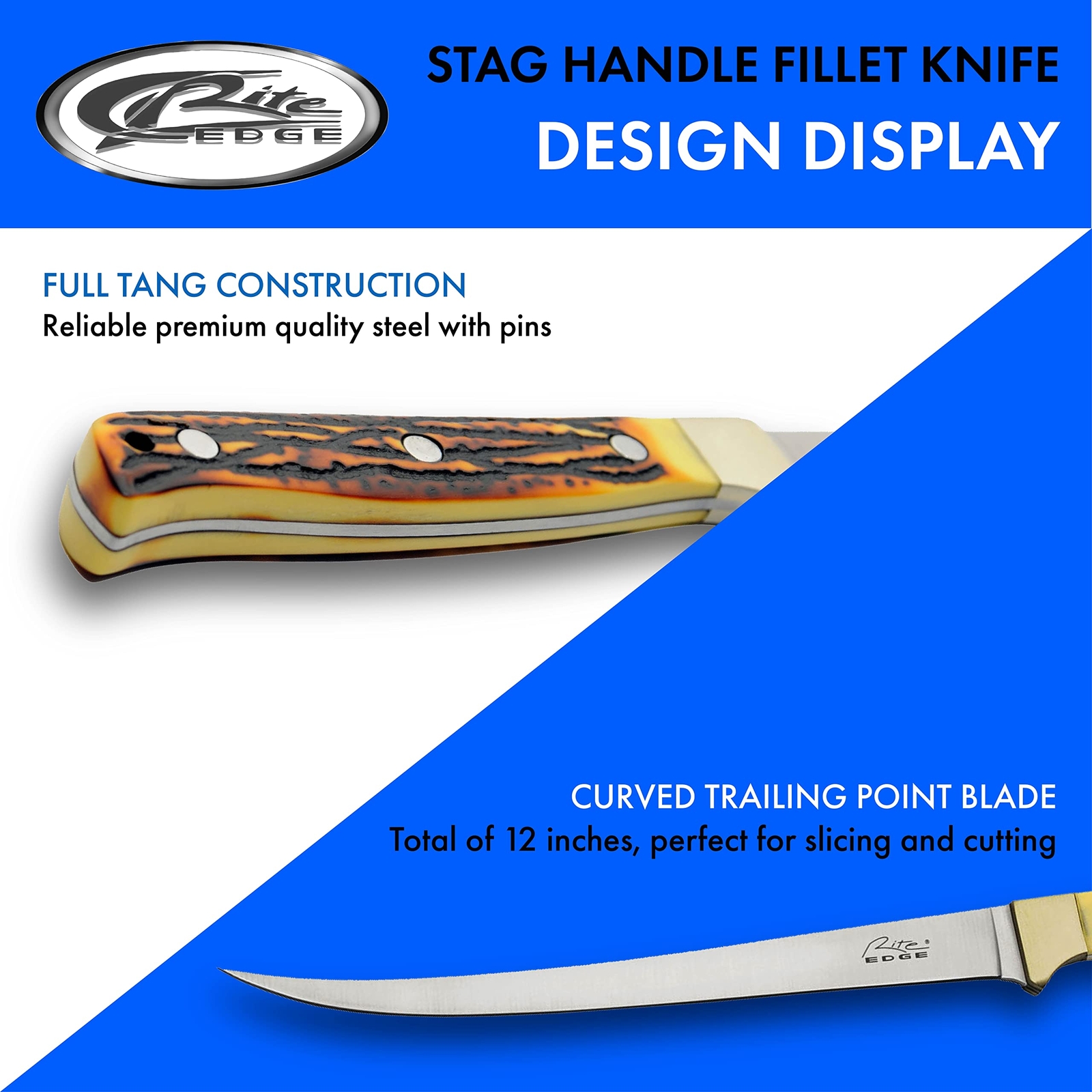 New Rite Edge Fillet Knife Imitation Stag Fixed Blade Knife 211560