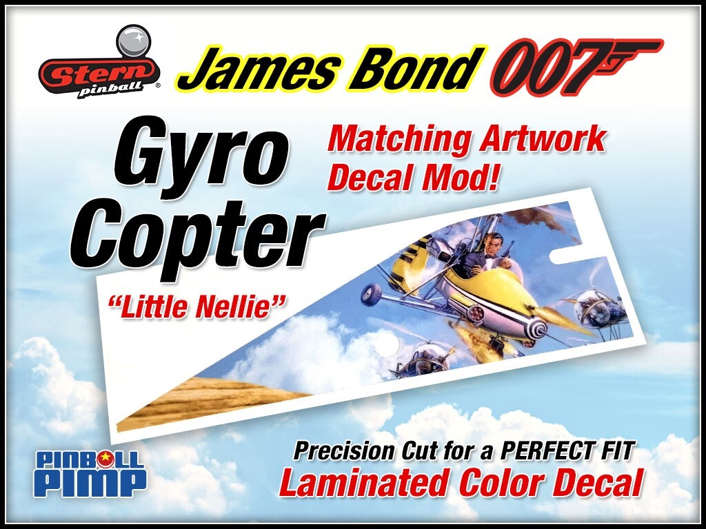 Stern James Bond 007 Pinball "GYROCOPTER" Custom NELLIE Decal Mod - A MUST HAVE