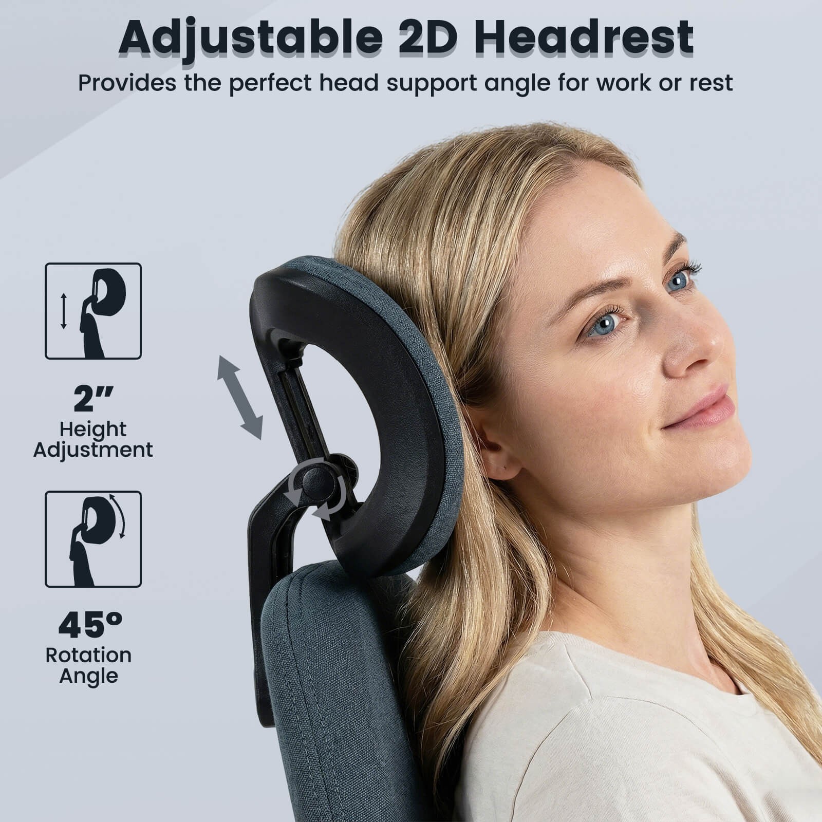 Ergonomic Office Chair w/2D Headrest, Rocking Backrest & Wheels, Gaming Chair